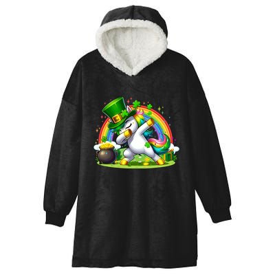 Cute St Patricks Day Dabbing Leprechaun Pony Hooded Wearable Blanket