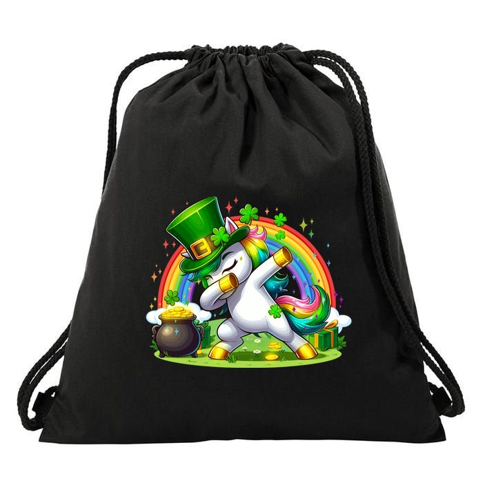 Cute St Patricks Day Dabbing Leprechaun Pony Drawstring Bag
