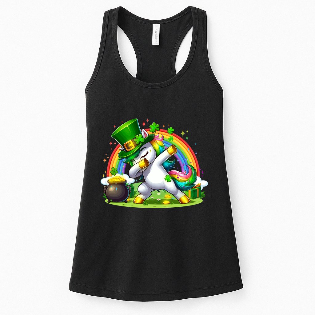 Cute St Patricks Day Dabbing Leprechaun Pony Womens Tank Top