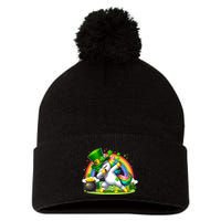 Cute St Patricks Day Dabbing Leprechaun Pony Pom Pom 12in Knit Beanie
