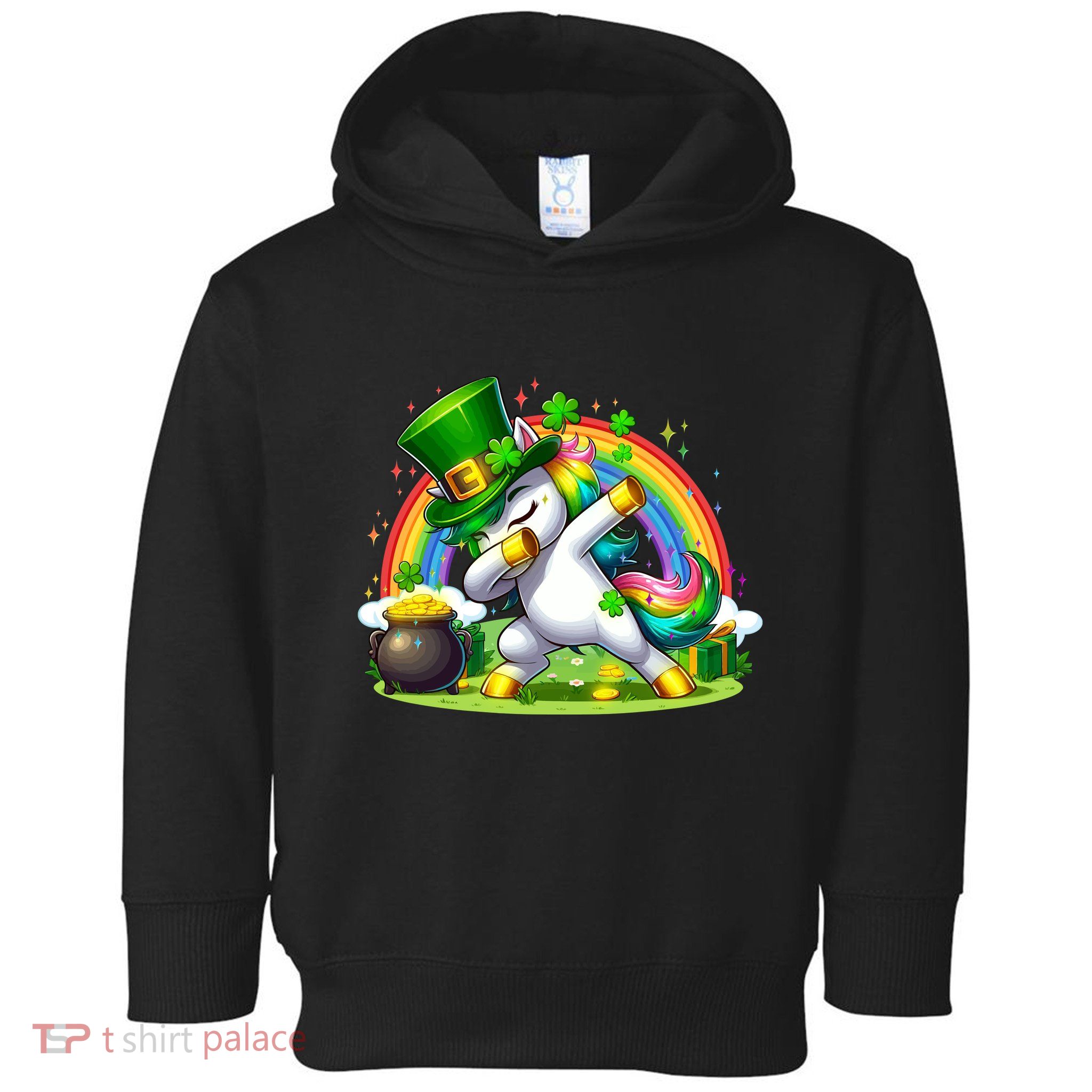 Cute St Patricks Day Dabbing Leprechaun Pony Toddler Hoodie