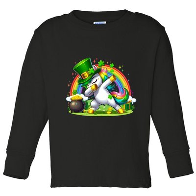 Cute St Patricks Day Dabbing Leprechaun Pony Toddler Long Sleeve Shirt