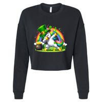 Cute St Patricks Day Dabbing Leprechaun Pony Cropped Pullover Crew