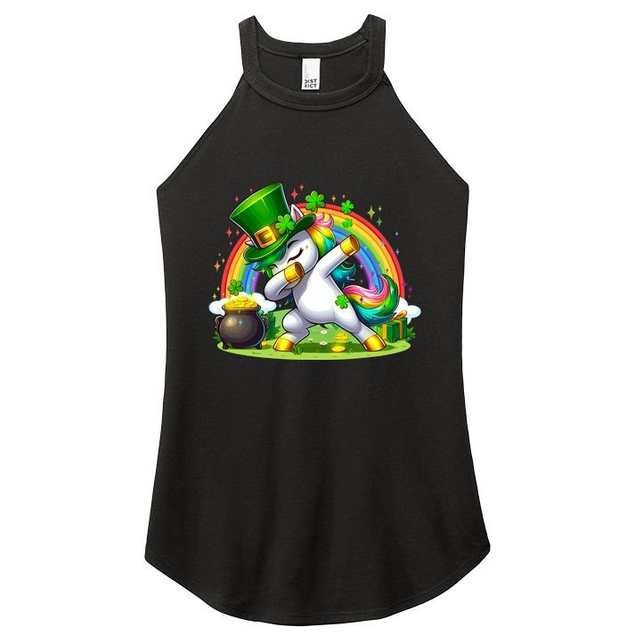 Cute St Patricks Day Dabbing Leprechaun Pony Women's Perfect Tri Rocker Tank