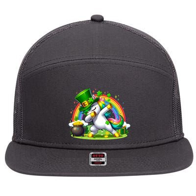 Cute St Patricks Day Dabbing Leprechaun Pony 7 Panel Mesh Trucker Snapback Hat