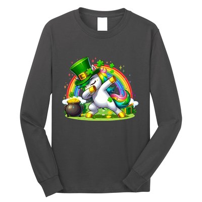 Cute St Patricks Day Dabbing Leprechaun Pony Long Sleeve Shirt