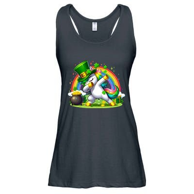 Cute St Patricks Day Dabbing Leprechaun Pony Ladies Essential Flowy Tank