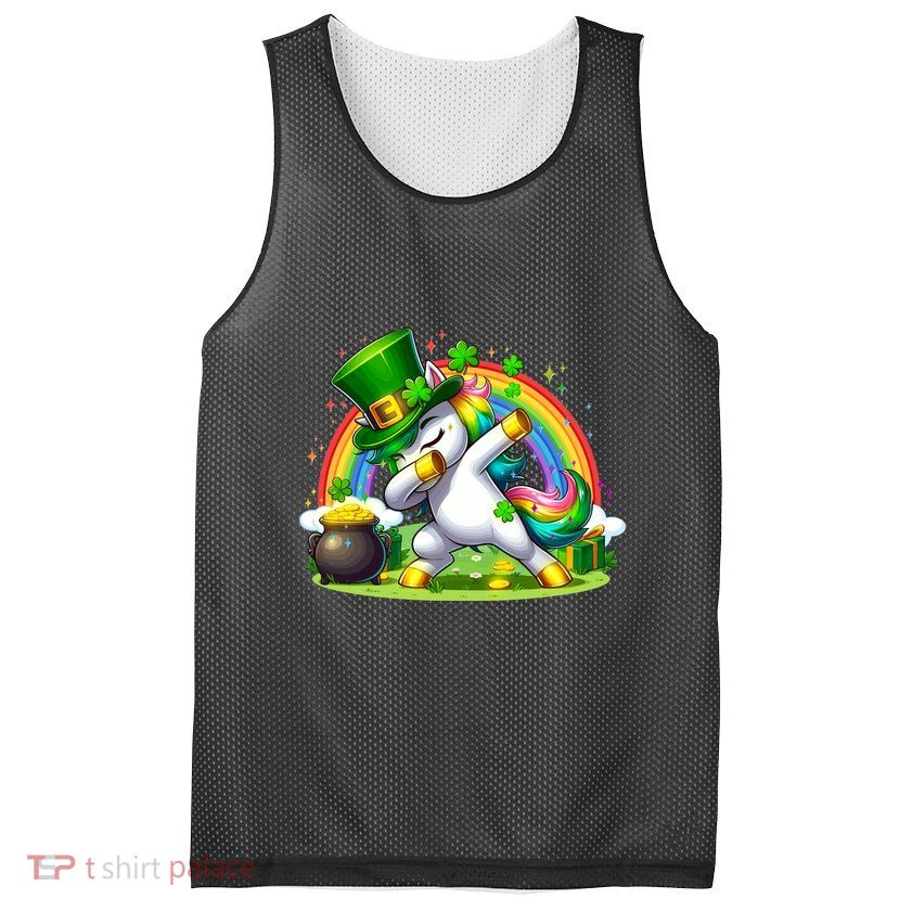 Cute St Patricks Day Dabbing Leprechaun Pony Mesh Reversible Basketball Jersey Tank