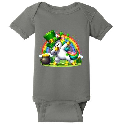 Cute St Patricks Day Dabbing Leprechaun Pony Baby Bodysuit