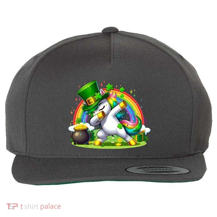 Cute St Patricks Day Dabbing Leprechaun Pony Wool Snapback Cap