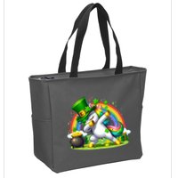 Cute St Patricks Day Dabbing Leprechaun Pony Zip Tote Bag
