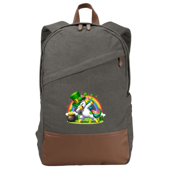 Cute St Patricks Day Dabbing Leprechaun Pony Cotton Canvas Backpack