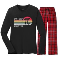 Cant Stop Pi Wont Stop Pi Day Retro Math Lover Women's Long Sleeve Flannel Pajama Set 