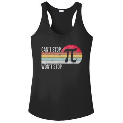 Cant Stop Pi Wont Stop Pi Day Retro Math Lover Ladies PosiCharge Competitor Racerback Tank