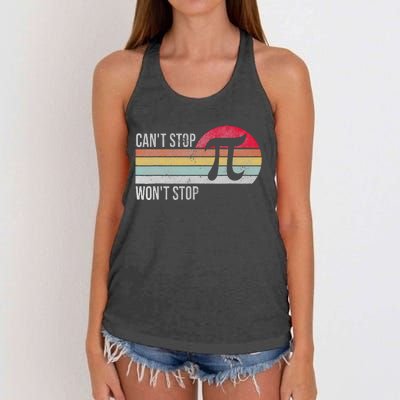 Cant Stop Pi Wont Stop Pi Day Retro Math Lover Women's Knotted Racerback Tank