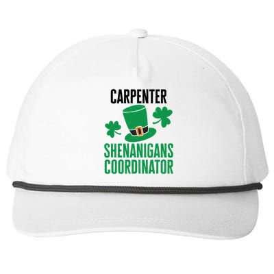 Carpenter St Patricks Day Shenanigans Coordinator Cool Gift Snapback Five-Panel Rope Hat