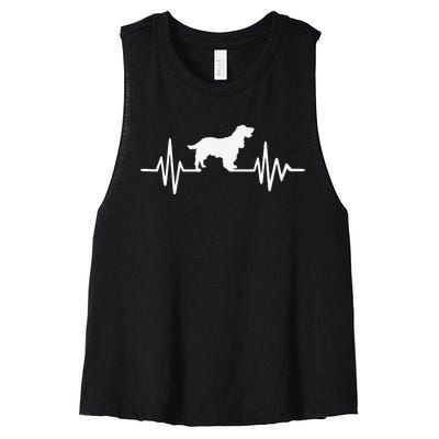 Cocker Spaniel pulse funny pet lovers Women's Racerback Cropped Tank