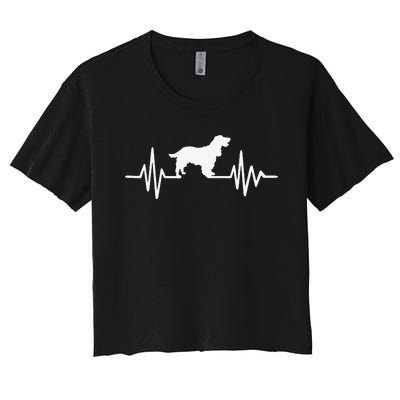 Cocker Spaniel pulse funny pet lovers Women's Crop Top Tee