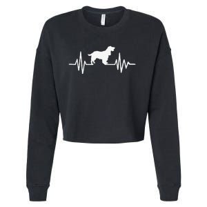 Cocker Spaniel pulse funny pet lovers Cropped Pullover Crew