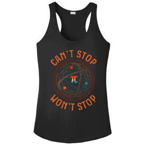 Cant Stop Pi Wont Stop Math Pi Day Funny Maths Teacher Ladies PosiCharge Competitor Racerback Tank