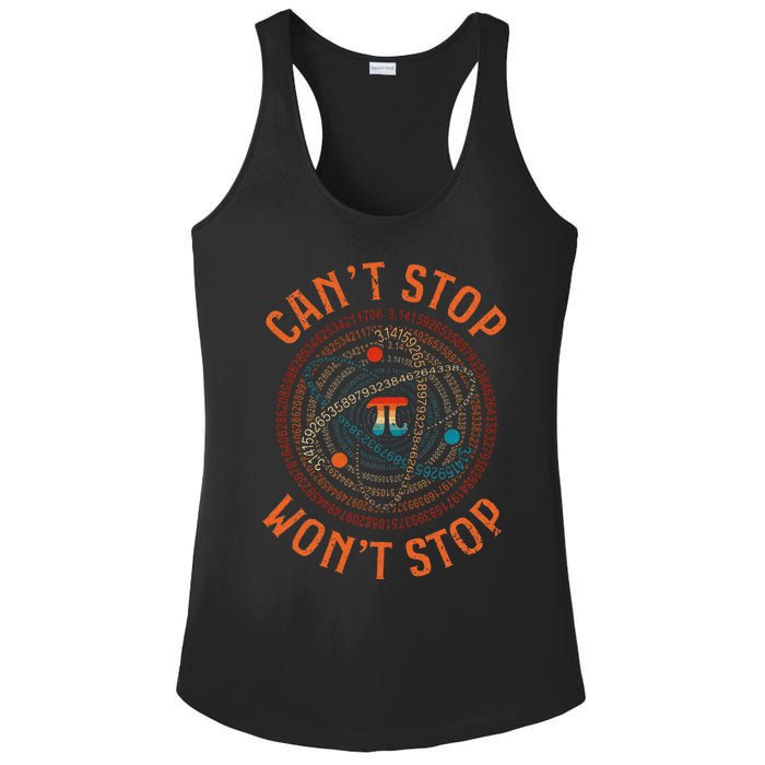 Cant Stop Pi Wont Stop Math Pi Day Funny Maths Teacher Ladies PosiCharge Competitor Racerback Tank