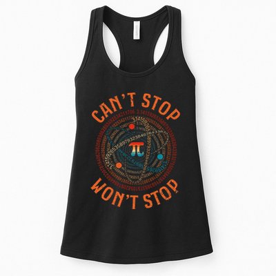 Cant Stop Pi Wont Stop Math Pi Day Funny Maths Teacher Womens Tank Top