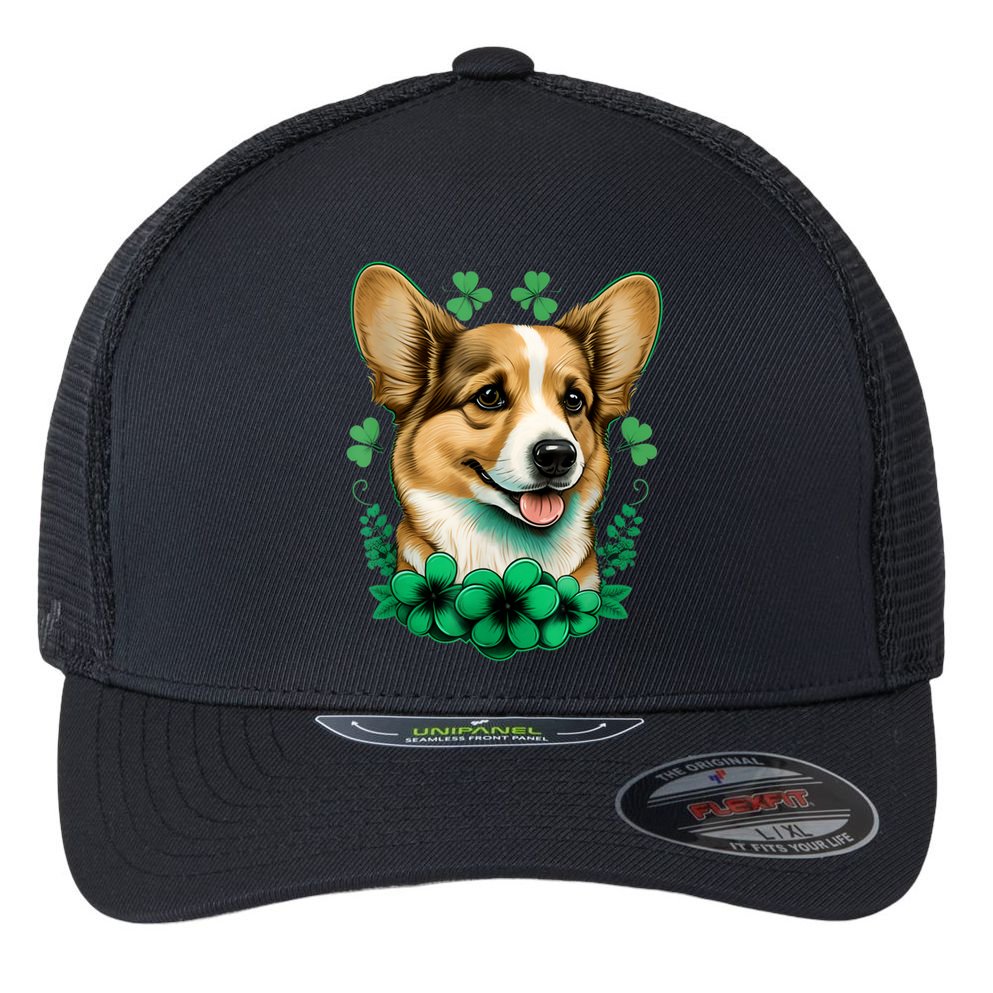 Corgi St. Patricks Day: Fun For Corgi And Irish Lovers Flexfit Unipanel Trucker Cap