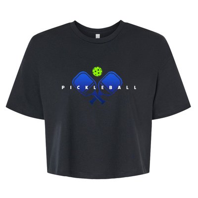 Cool Stylized Pickleball With Paddles And Ball Pickleball Bella+Canvas Jersey Crop Tee