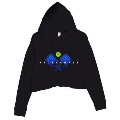 Cool Stylized Pickleball With Paddles And Ball Pickleball Crop Fleece Hoodie