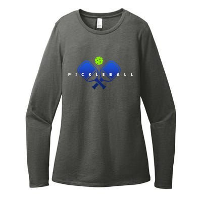 Cool Stylized Pickleball With Paddles And Ball Pickleball Womens CVC Long Sleeve Shirt