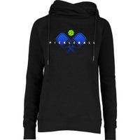 Cool Stylized Pickleball With Paddles And Ball Pickleball Womens Funnel Neck Pullover Hood