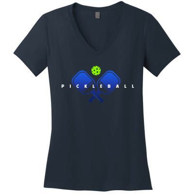 Cool Stylized Pickleball With Paddles And Ball Pickleball Women's V-Neck T-Shirt