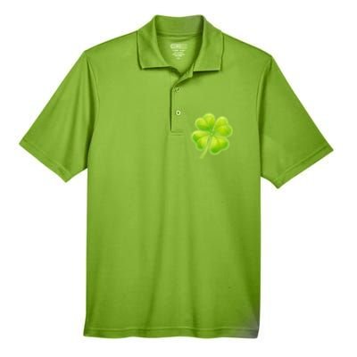 Cute St Patricks Day Lucky Glowing Shamrock Clover Men's Origin Performance Piqué Polo