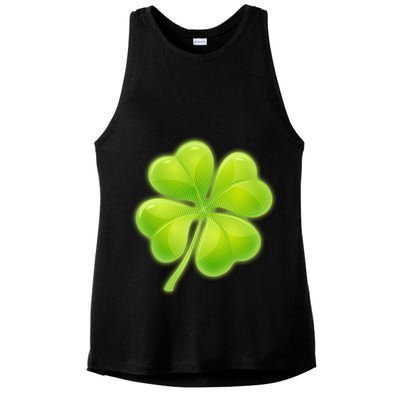 Cute St Patricks Day Lucky Glowing Shamrock Clover Ladies PosiCharge Tri-Blend Wicking Tank