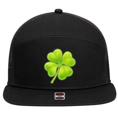 Cute St Patricks Day Lucky Glowing Shamrock Clover 7 Panel Mesh Trucker Snapback Hat