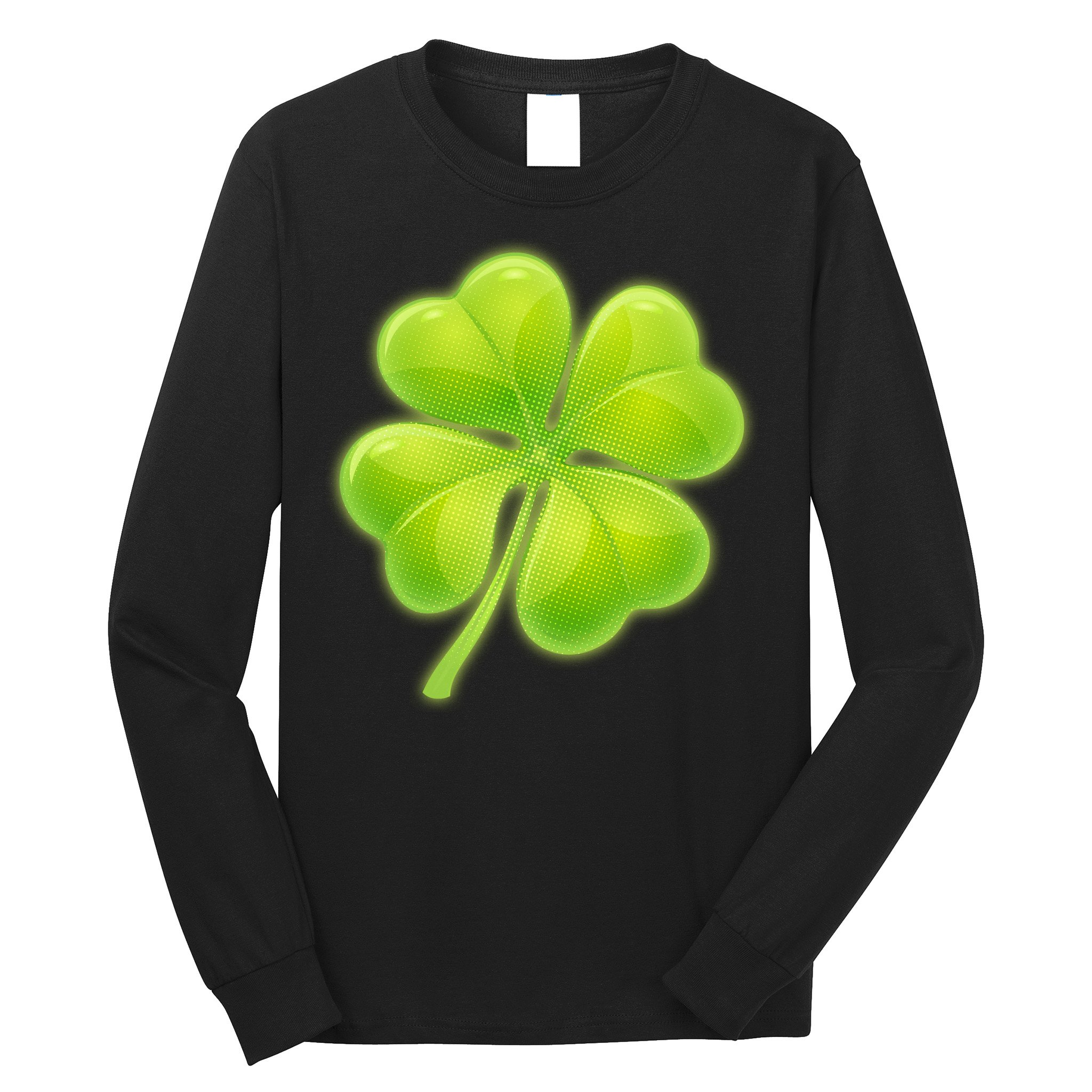 Cute St Patricks Day Lucky Glowing Shamrock Clover Long Sleeve Shirt