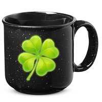Cute St Patricks Day Lucky Glowing Shamrock Clover 15oz Campfire Ceramic Mug