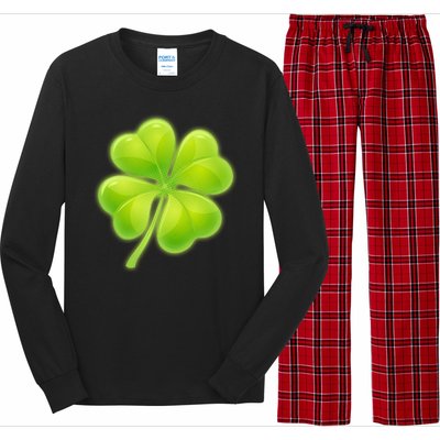 Cute St Patricks Day Lucky Glowing Shamrock Clover Long Sleeve Pajama Set