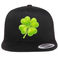 Cute St Patricks Day Lucky Glowing Shamrock Clover Flat Bill Trucker Hat