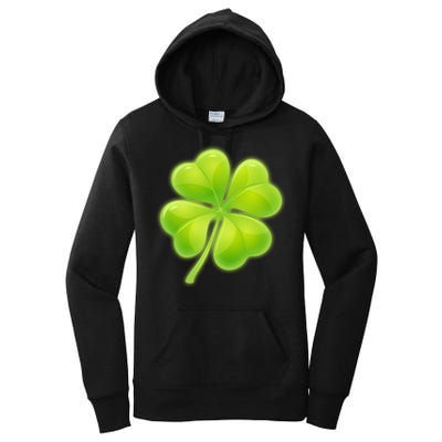 Cute St Patricks Day Lucky Glowing Shamrock Clover Women's Pullover Hoodie