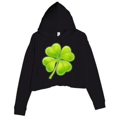 Cute St Patricks Day Lucky Glowing Shamrock Clover Crop Fleece Hoodie