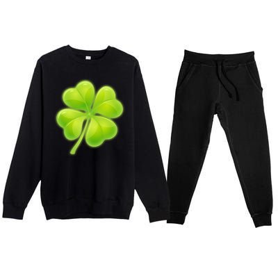 Cute St Patricks Day Lucky Glowing Shamrock Clover Premium Crewneck Sweatsuit Set