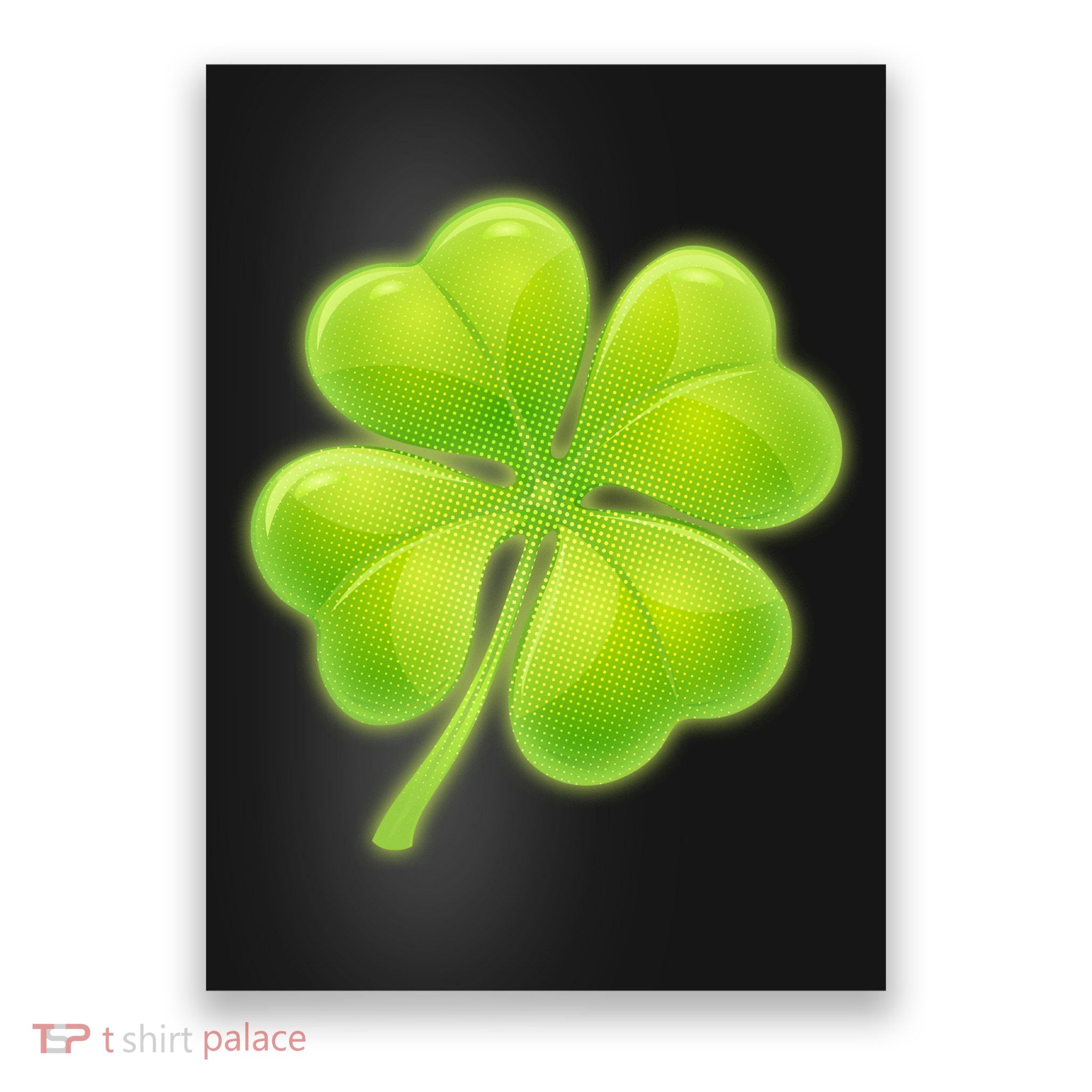 Cute St Patricks Day Lucky Glowing Shamrock Clover Poster
