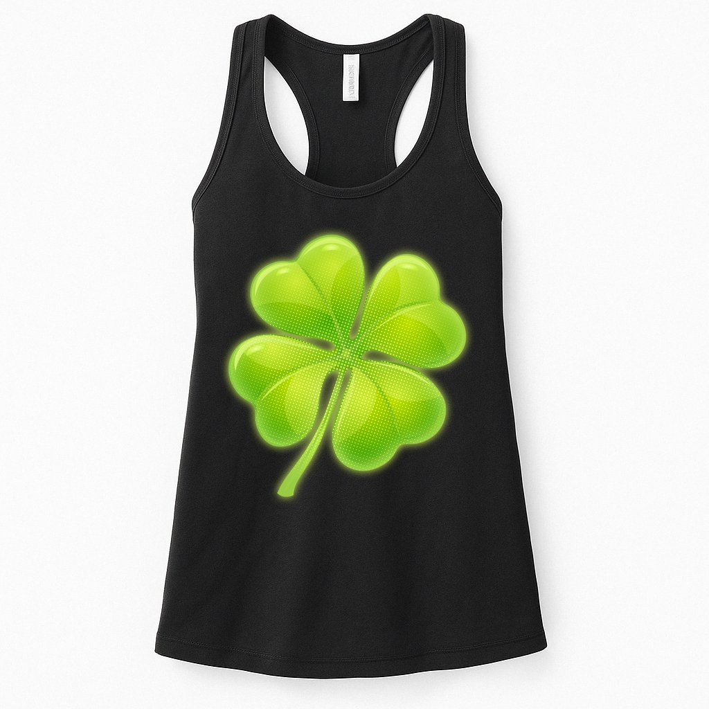 Cute St Patricks Day Lucky Glowing Shamrock Clover Womens Tank Top