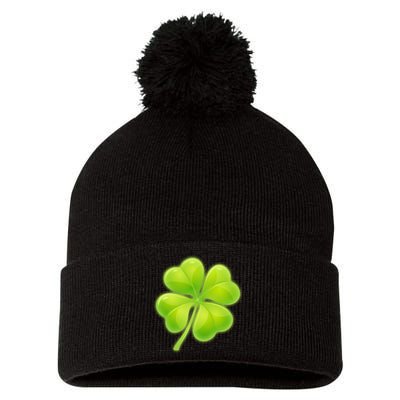 Cute St Patricks Day Lucky Glowing Shamrock Clover Pom Pom 12in Knit Beanie