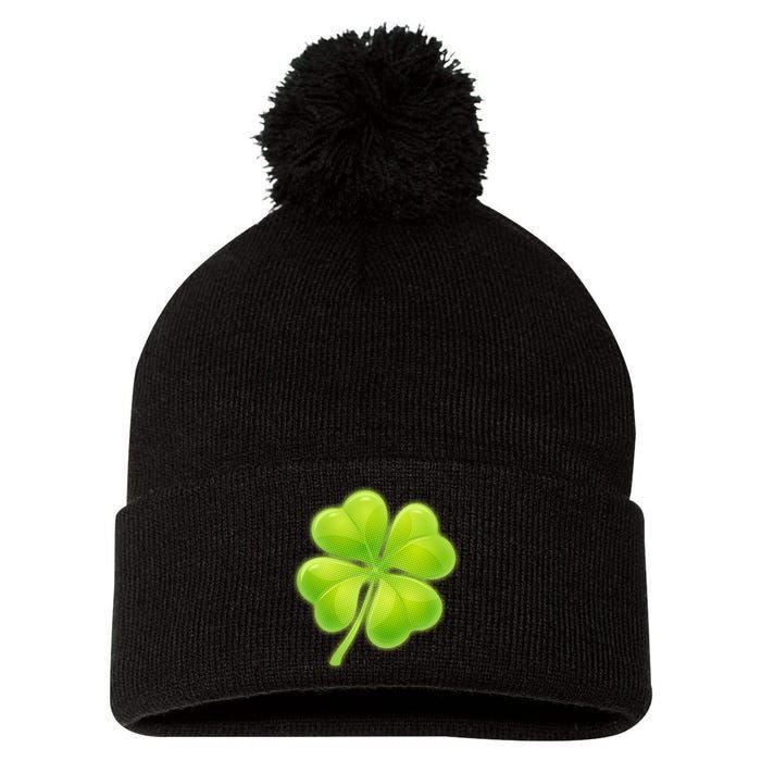 Cute St Patricks Day Lucky Glowing Shamrock Clover Pom Pom 12in Knit Beanie