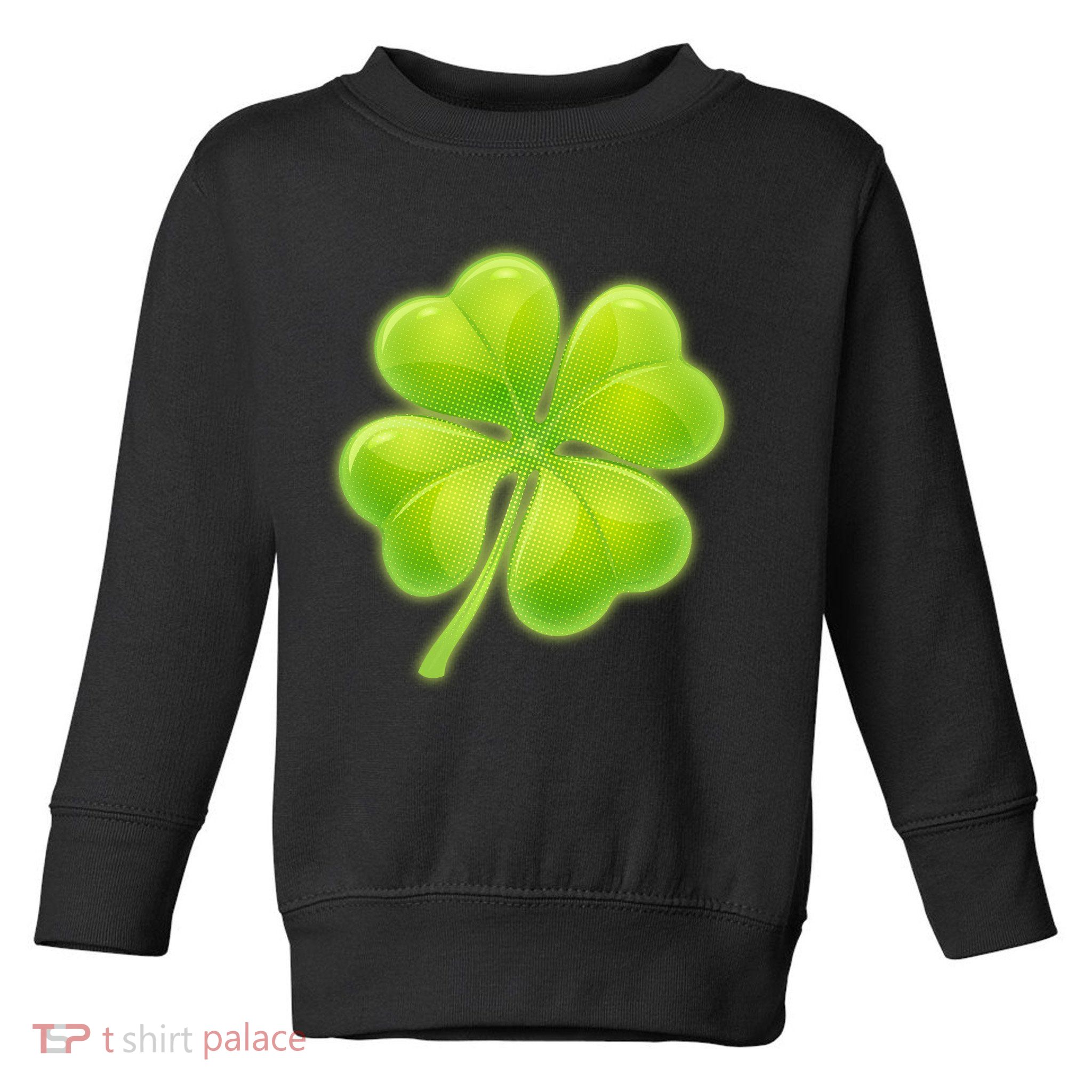 Cute St Patricks Day Lucky Glowing Shamrock Clover Toddler Sweatshirt