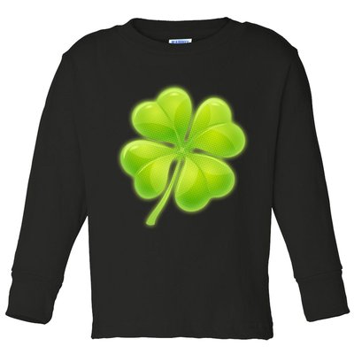 Cute St Patricks Day Lucky Glowing Shamrock Clover Toddler Long Sleeve Shirt