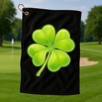 Cute St Patricks Day Lucky Glowing Shamrock Clover Golf Towel