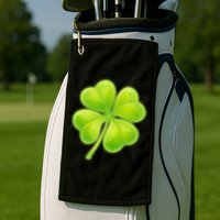 Cute St Patricks Day Lucky Glowing Shamrock Clover Golf Towel